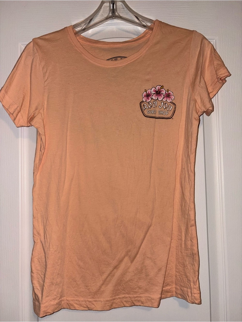 Ron Jon Peach Short Sleeve Tee with Floral Logo